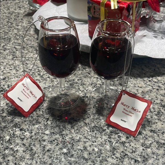 Set of 2 - Merry Merlot Wine Glass Ornaments - Picture 3 of 3
